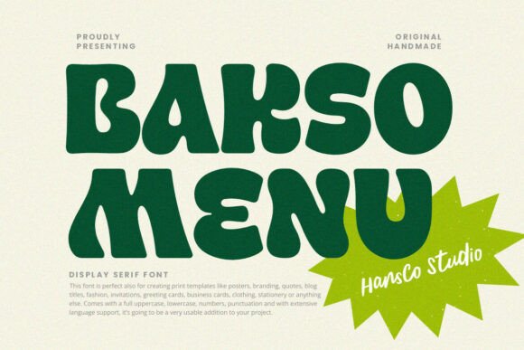 Bakso Menu: Bold Display Font for Impactful Campaigns